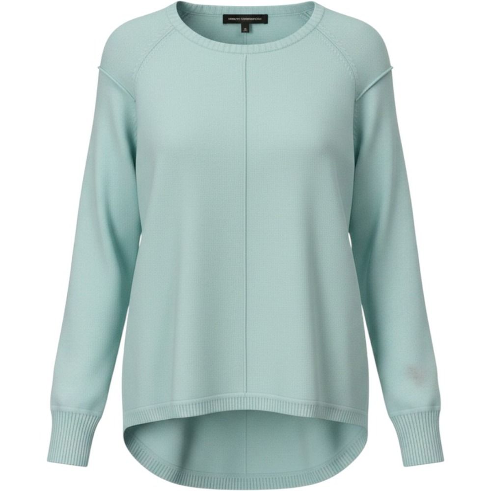 French Connection Sweater Small Mint Green New High Low Crewneck Seam Front